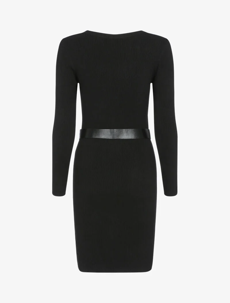Robe pull côtelée à détails géométriques - noir
