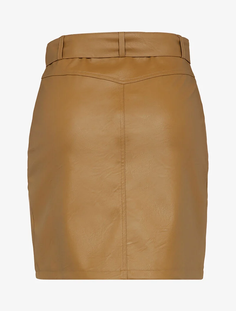 Jupe en simili à poches zippées - marron clair