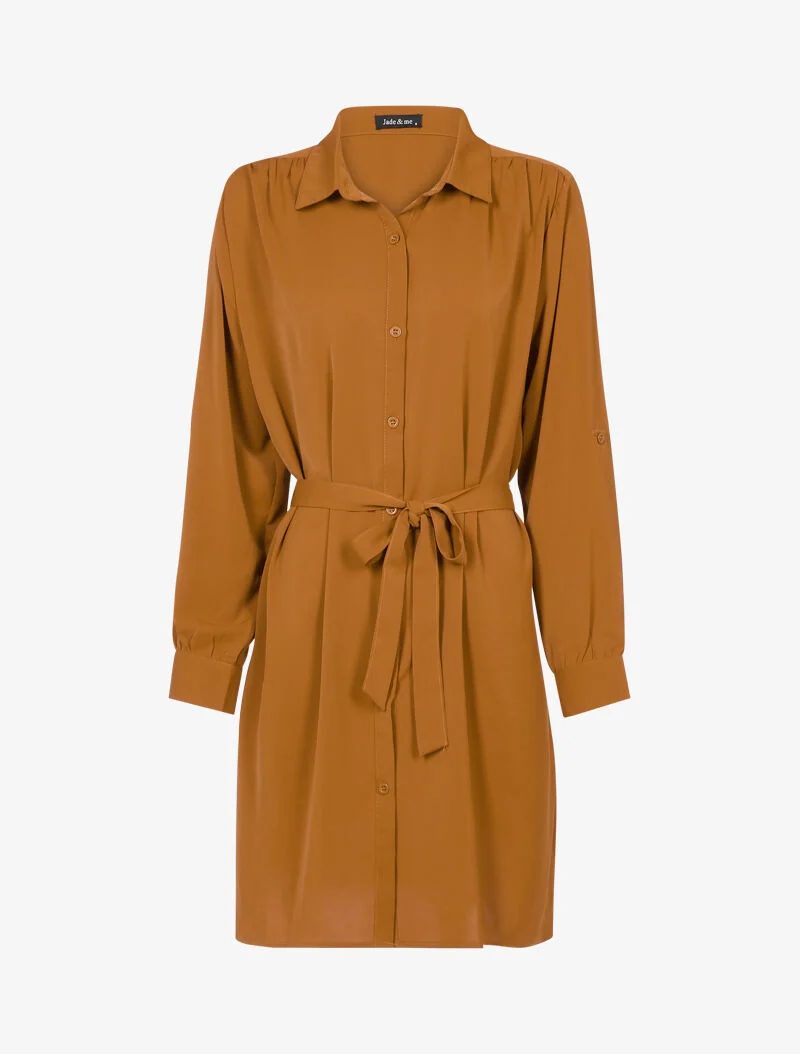 Robe chemise unie - camel