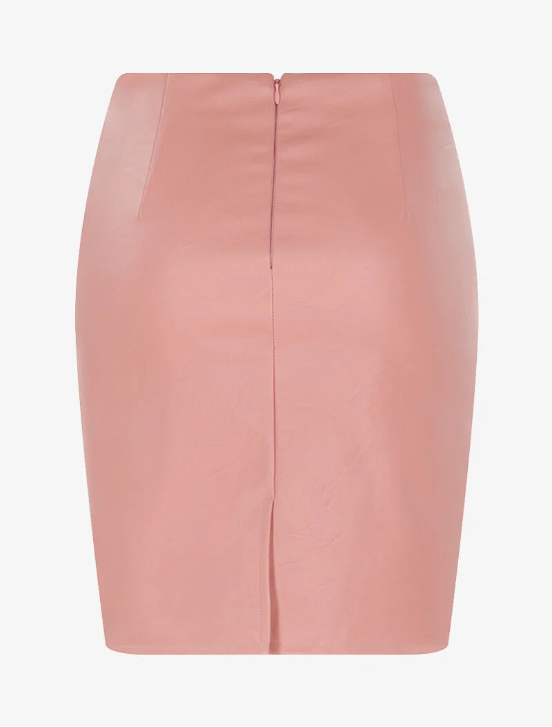 Jupe effet froissé en simili - rose