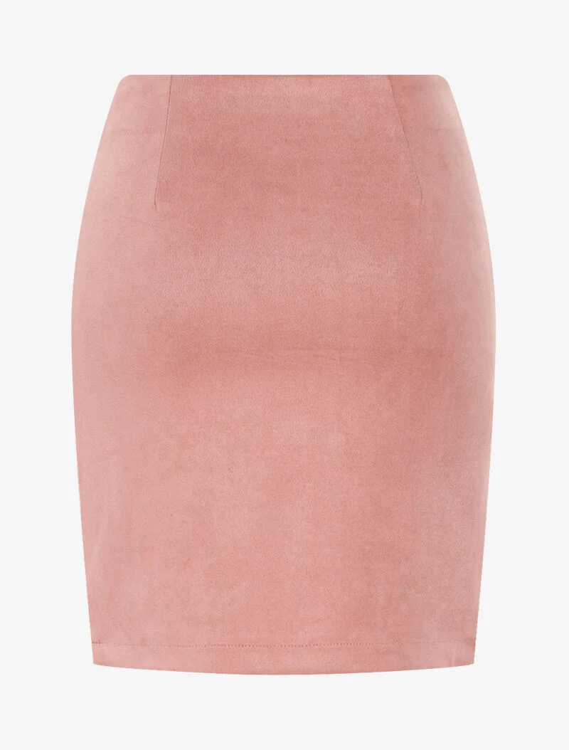 Jupe en suédine style portefeuille drapé - rose