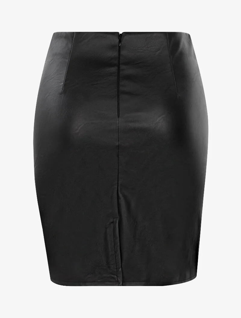 Jupe effet froissé en simili - noir