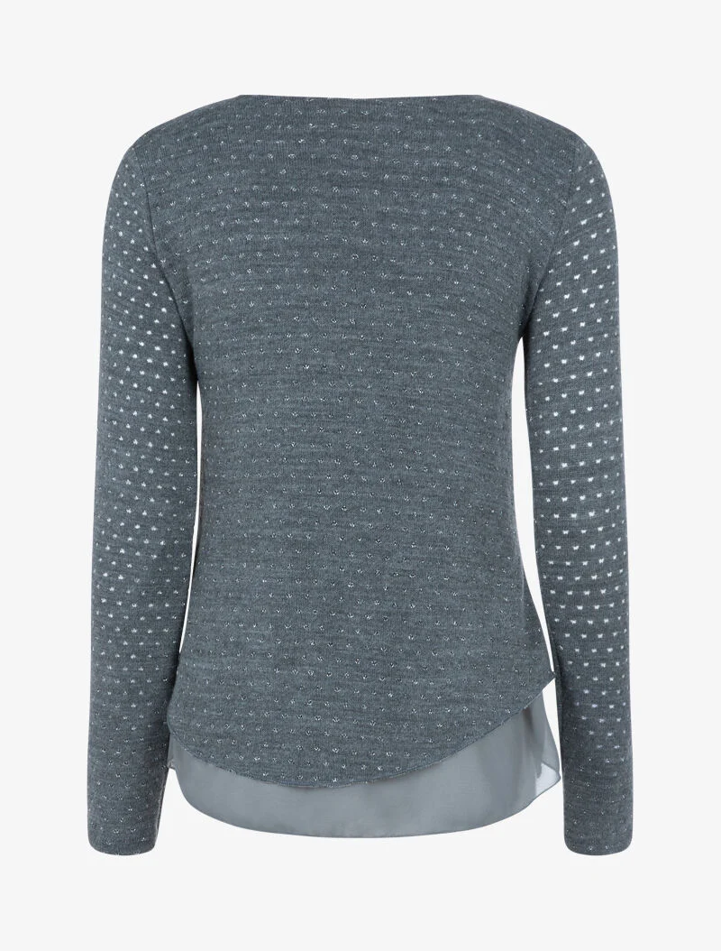Top en maille à imprimé moucheté brillant - gris foncé