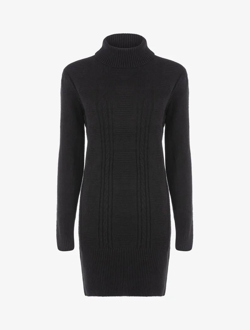 Robe pull à formes graphiques texturées et bandes - noir