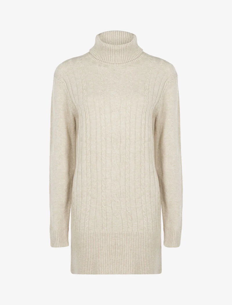 Robe pull à bandes texturées - beige