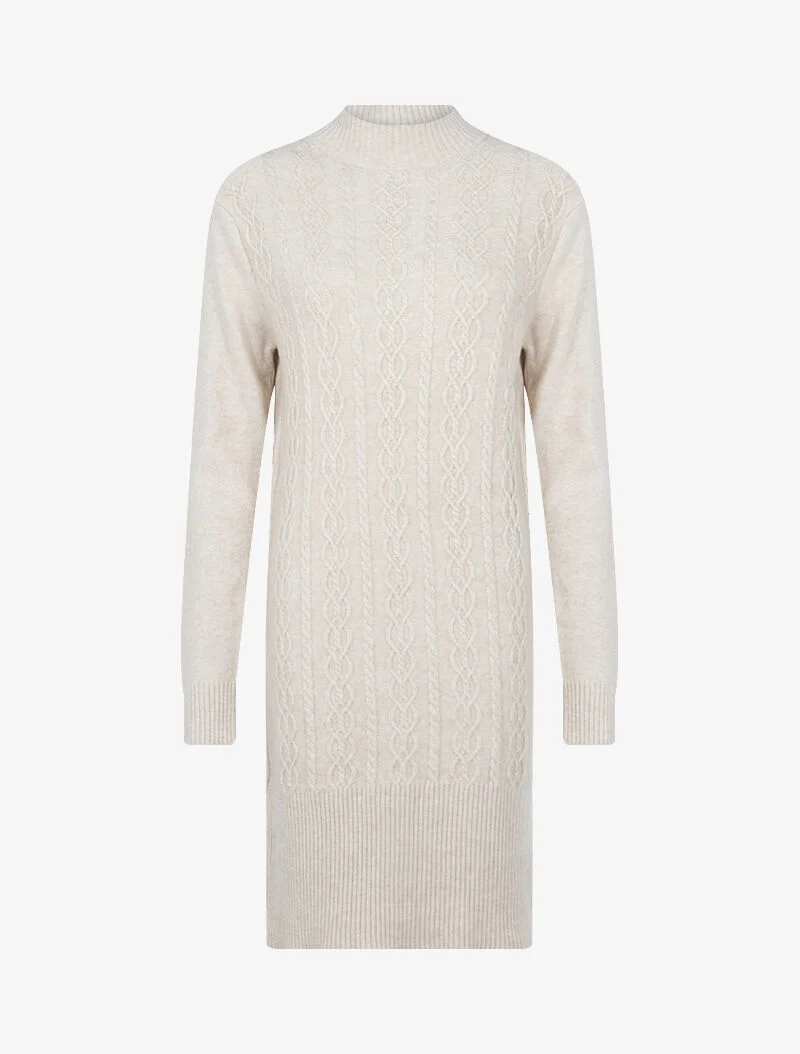 Robe pull à bandes entrelacées - beige