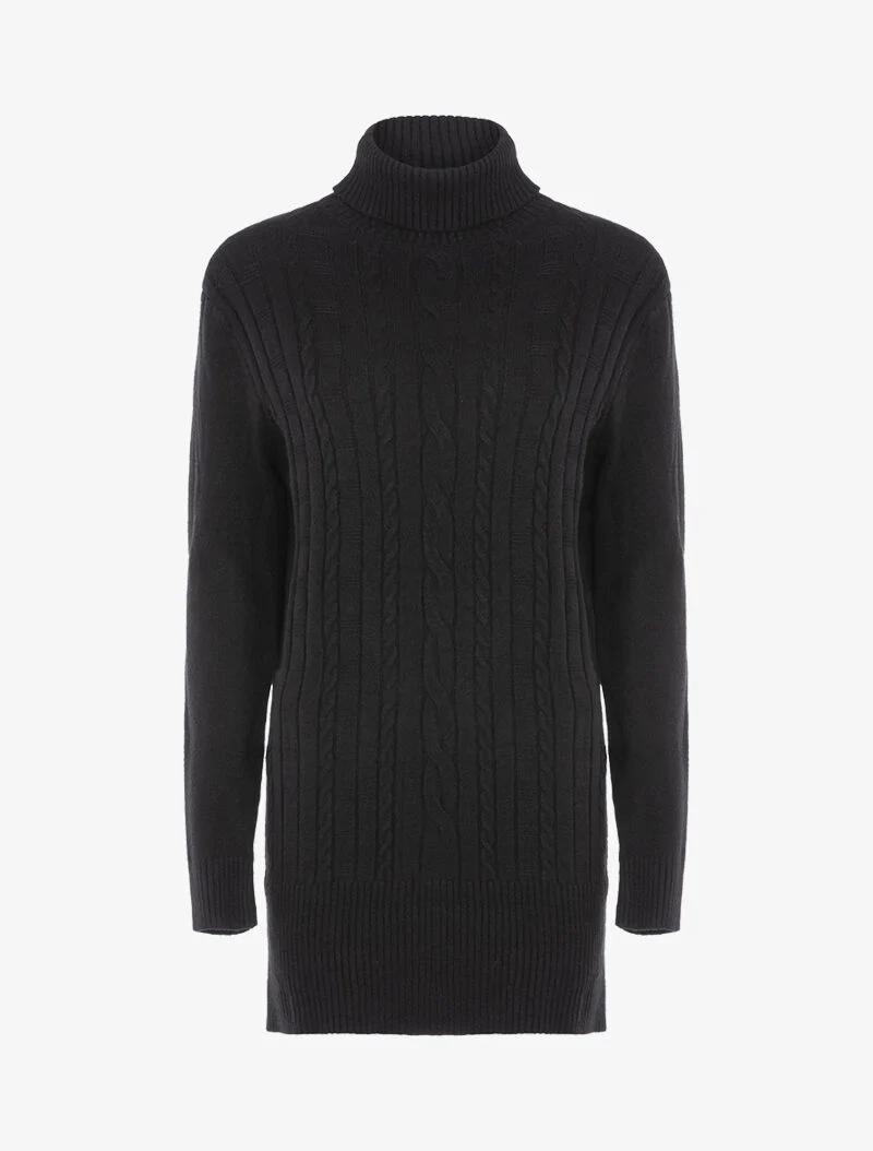 Robe pull à bandes texturées - noir