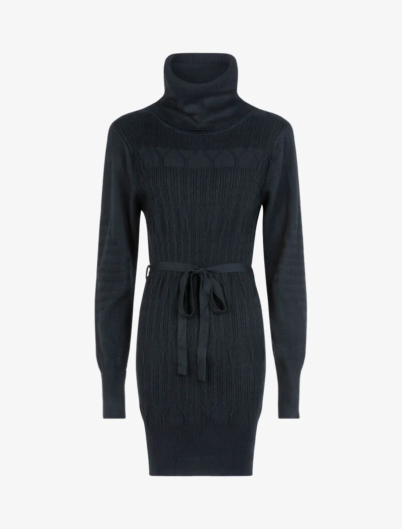 Robe-pull à détails côtelés graphiques - noir