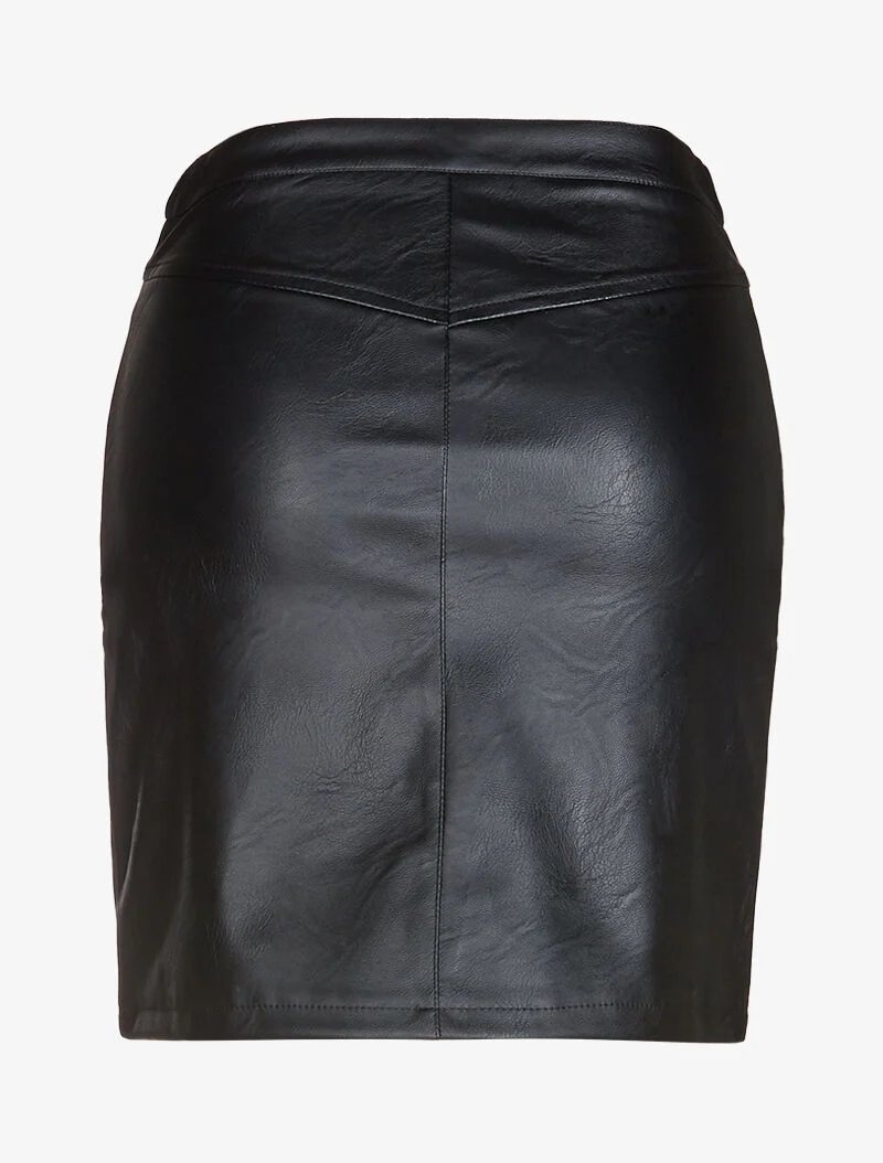 Jupe en simili à poches hautes zippées - noir