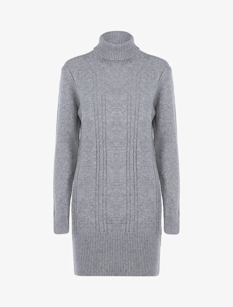 Robe pull à formes graphiques texturées et bandes - gris clair