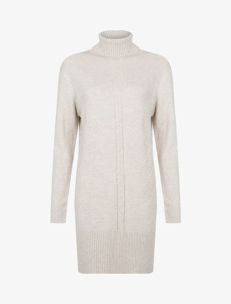 Robe pull à bande centrale tressée - beige