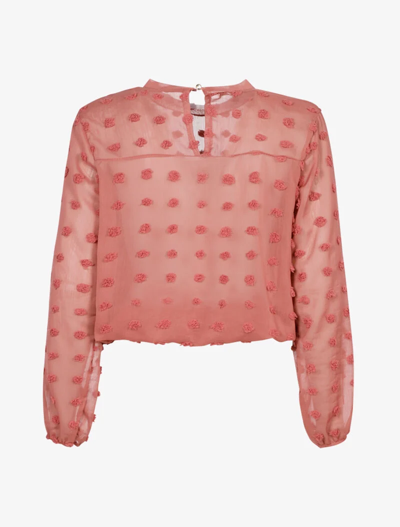 Top empiécé de ronds en relief - vieux rose