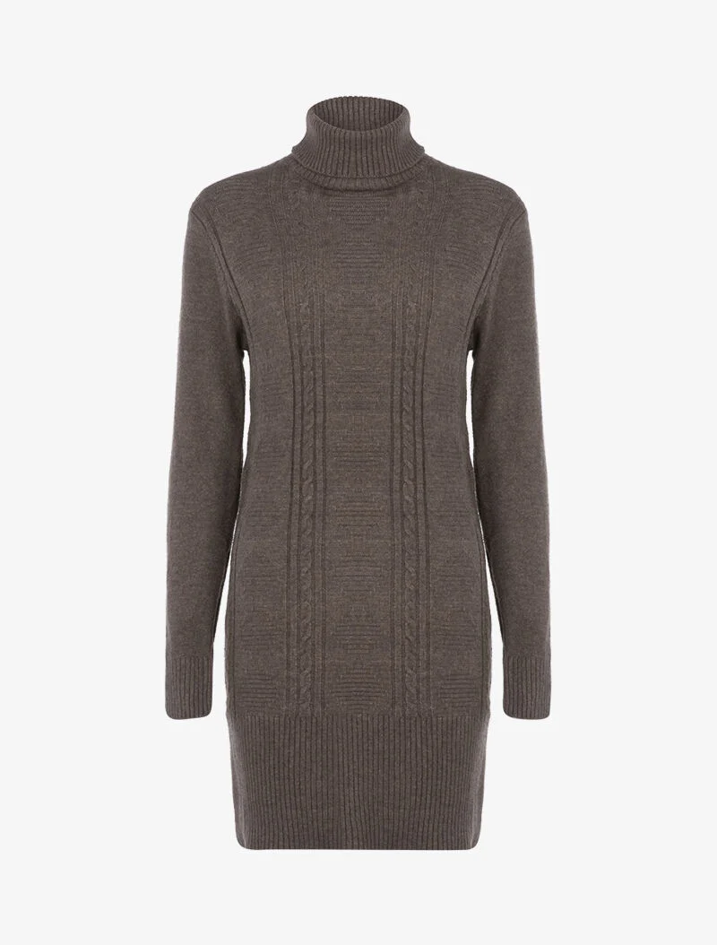 Robe pull à formes graphiques texturées et bandes - taupe