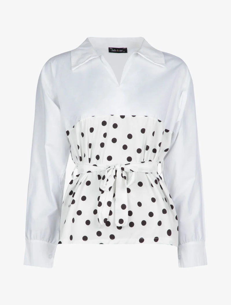 Blouse style chemise à imprimés - blanc