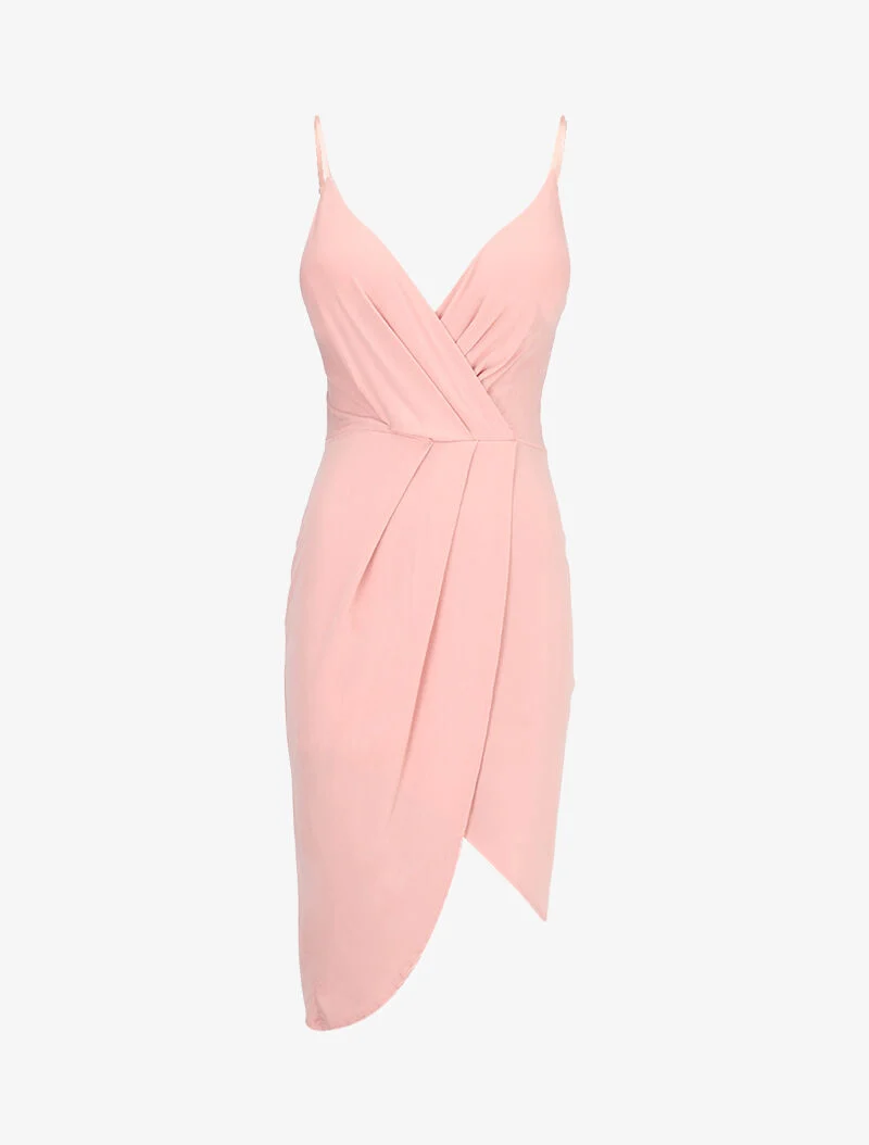 Robe fluide à effet portefeuille - rose