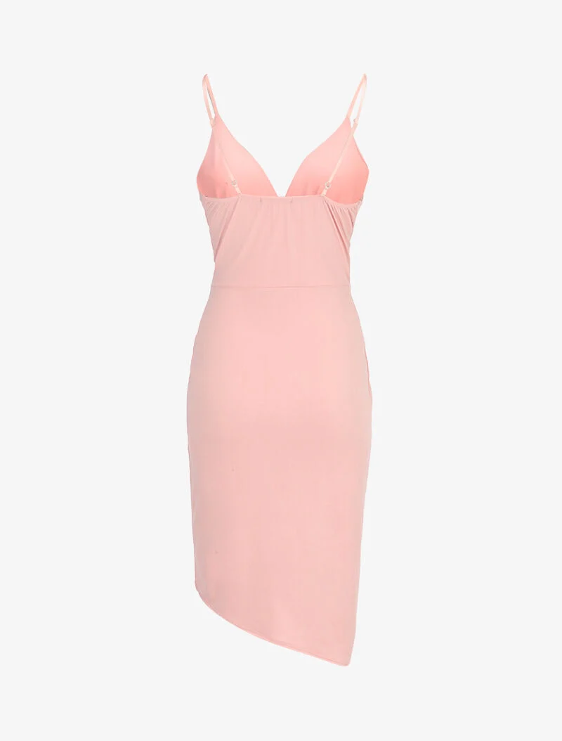 Robe fluide à effet portefeuille - rose