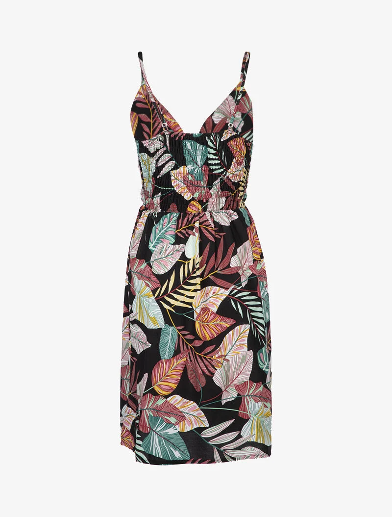 Robe patineuse à imprimé tropical - noir