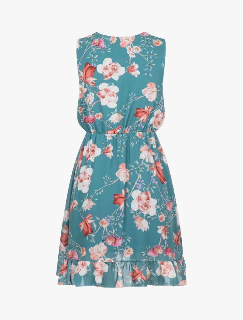 Robe portefeuille à imprimé floral - turquoise