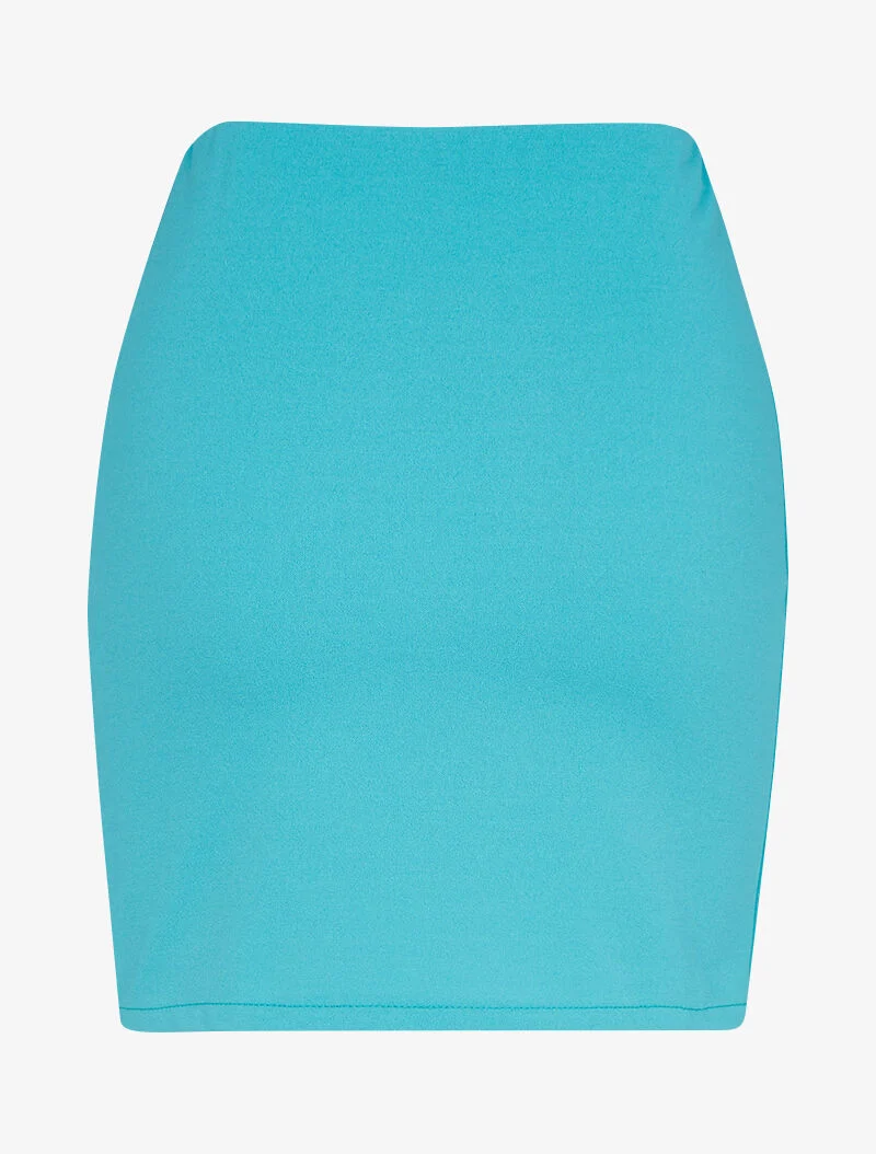 Mini jupe fendue à détail chaîne - turquoise