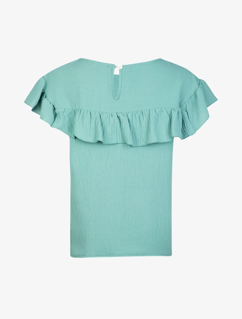 Top à bande volantée - turquoise