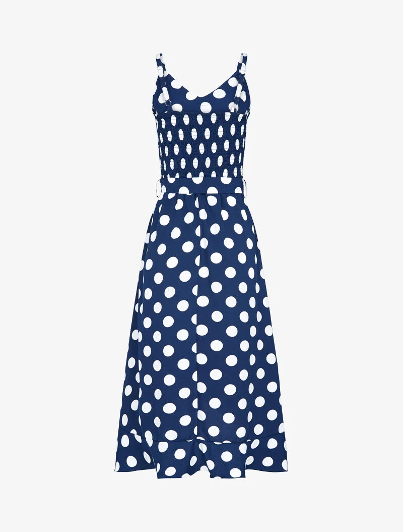 Robe portefeuille à pois - marine