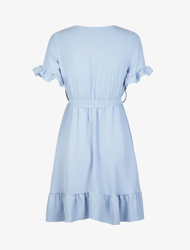Robe patineuse à bords volantés - bleu ciel