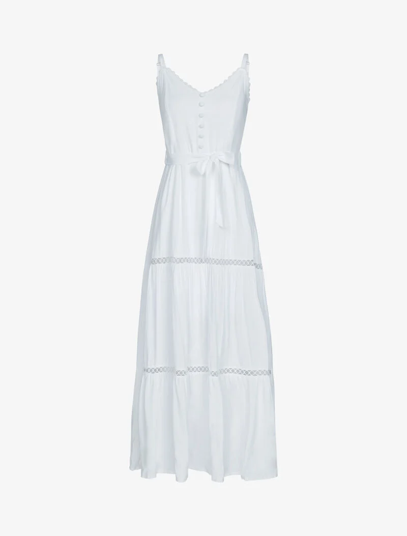 Robe à fines bretelles et crochet - blanc