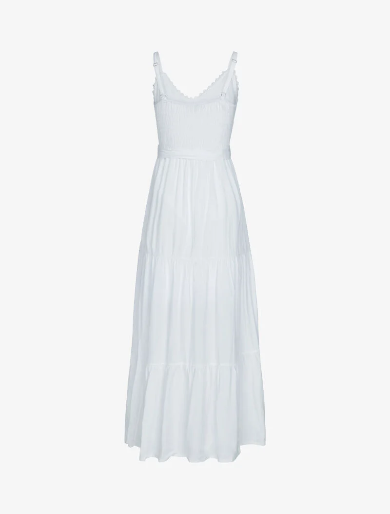 Robe à fines bretelles et crochet - blanc