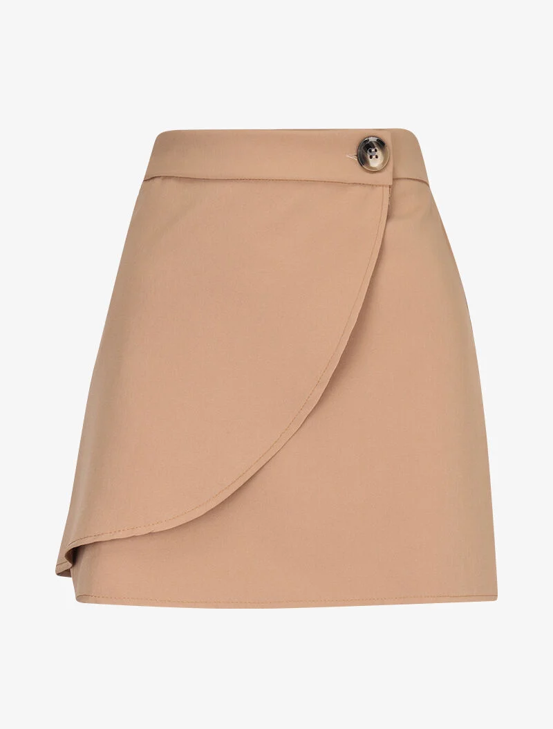 Mini jupe coupe portefeuille - camel