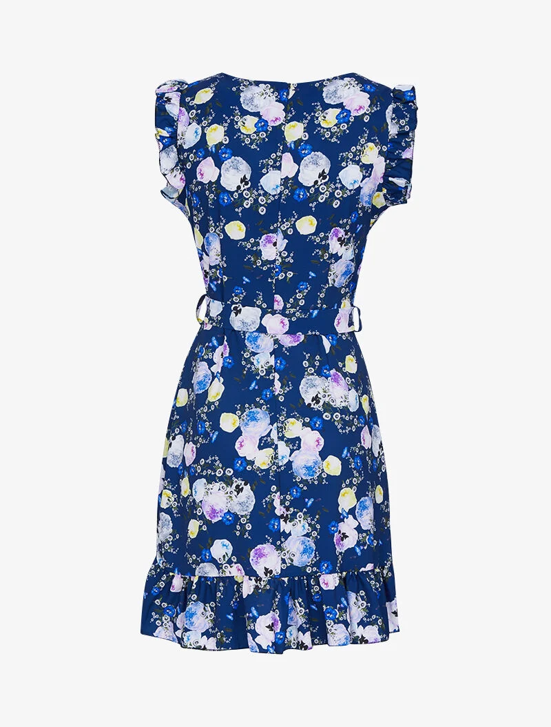 Robe à imprimé floral graphique - marine