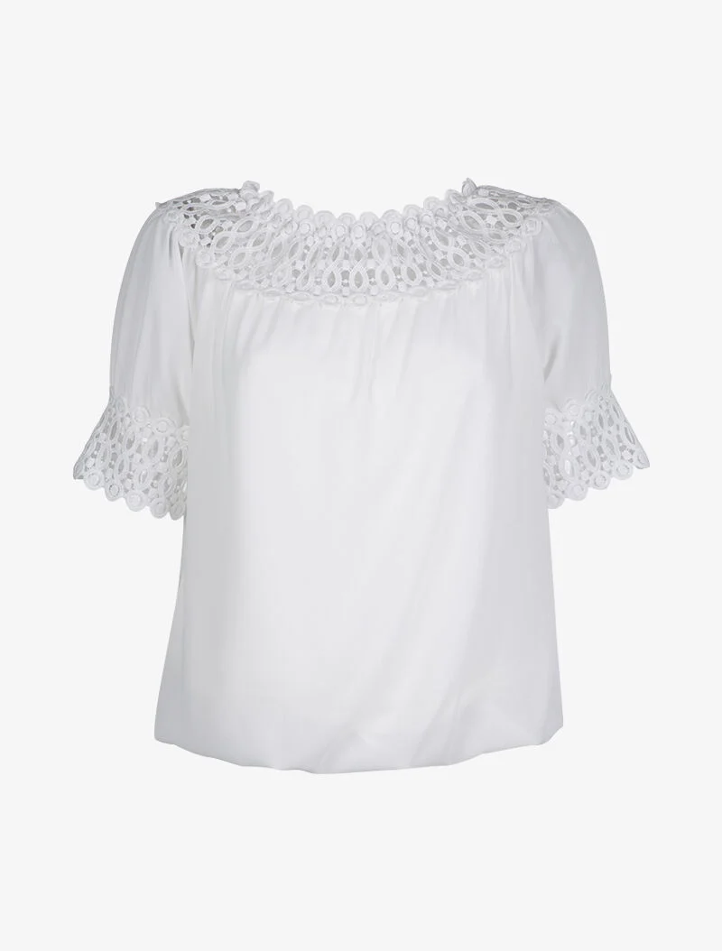 Top boule à bords crochet - blanc