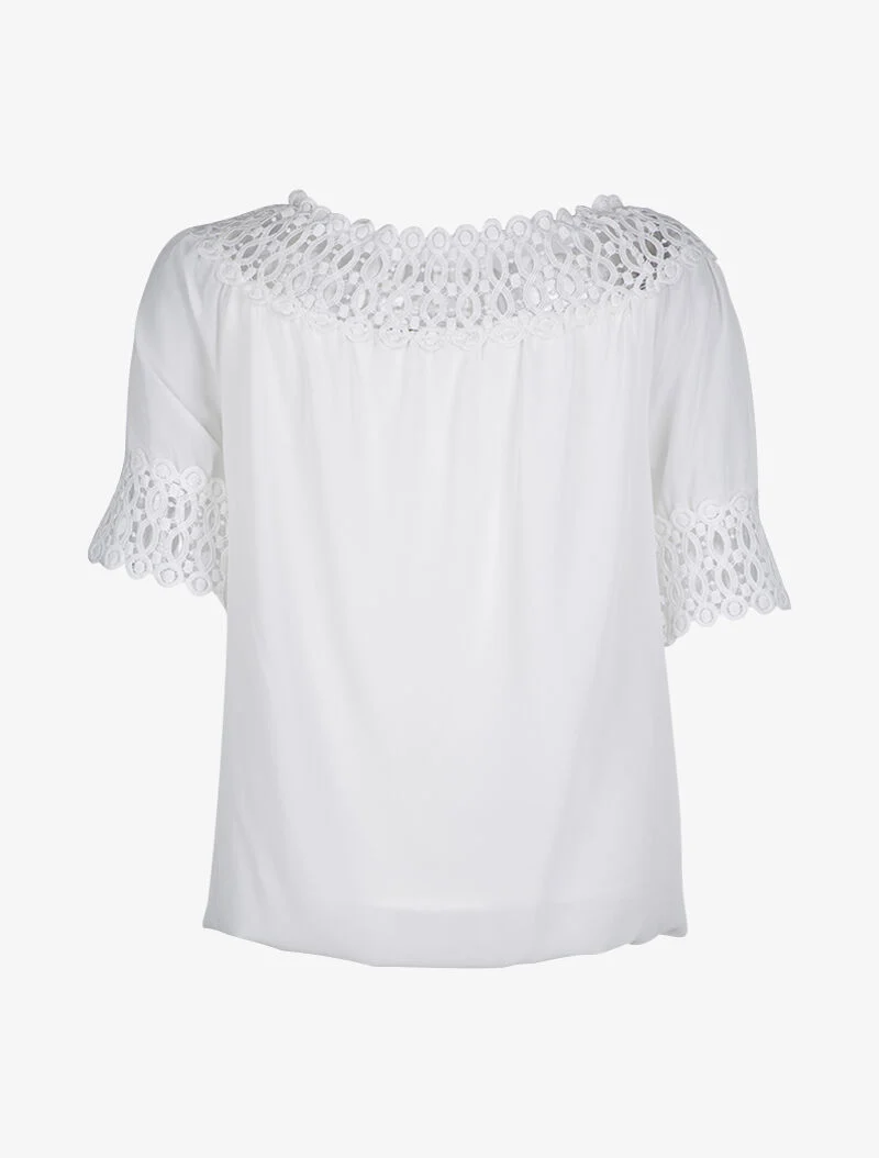 Top boule à bords crochet - blanc
