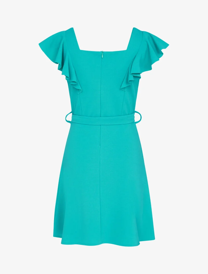 Robe patineuse à boutons contrastants - turquoise