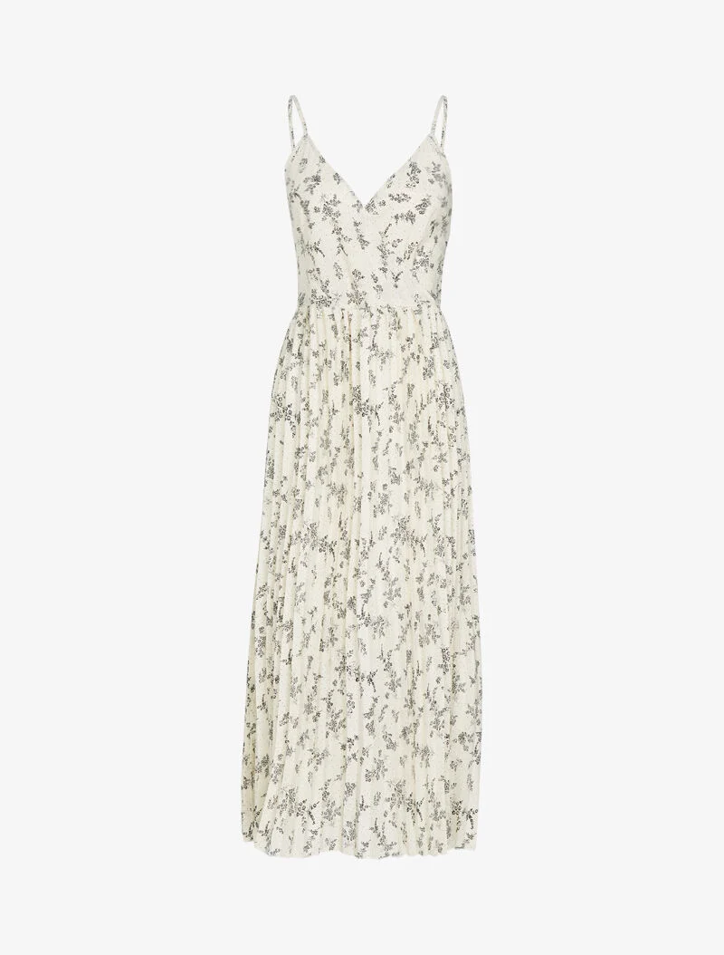Robe gaufrée à imprimé fleuri - beige