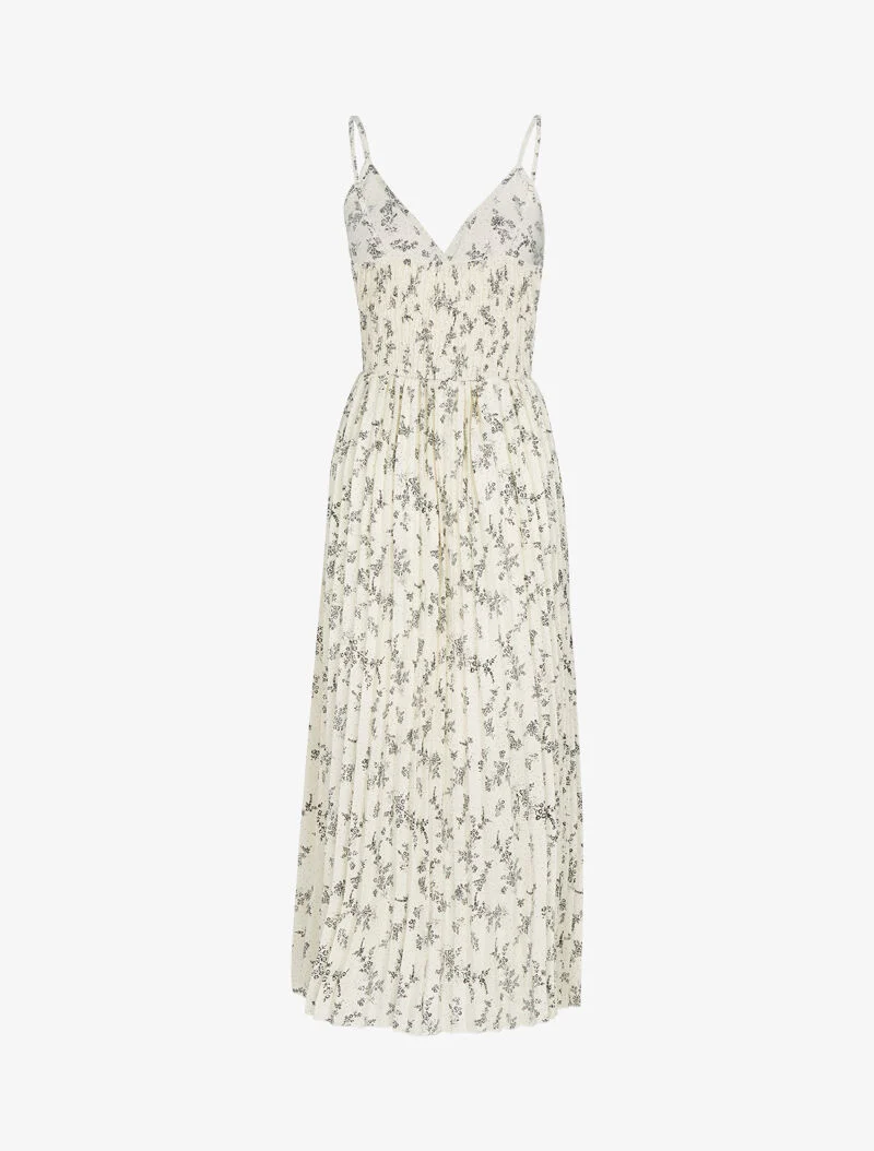 Robe gaufrée à imprimé fleuri - beige