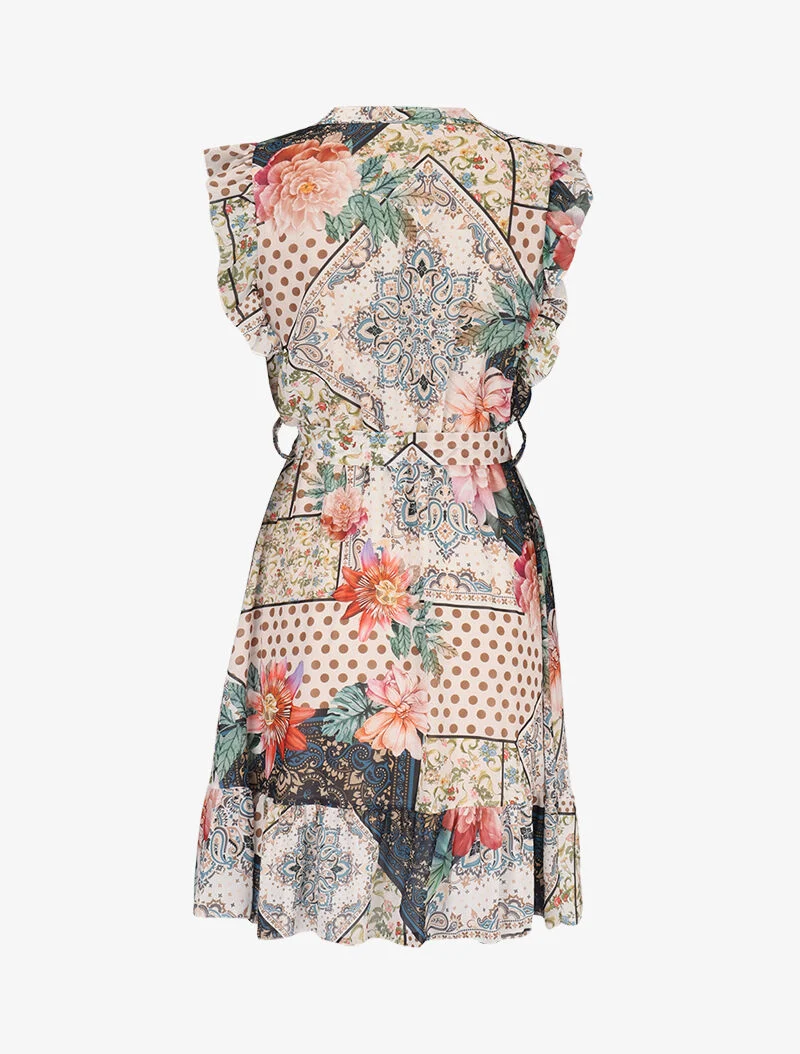 Robe volantée à imprimés - bleu