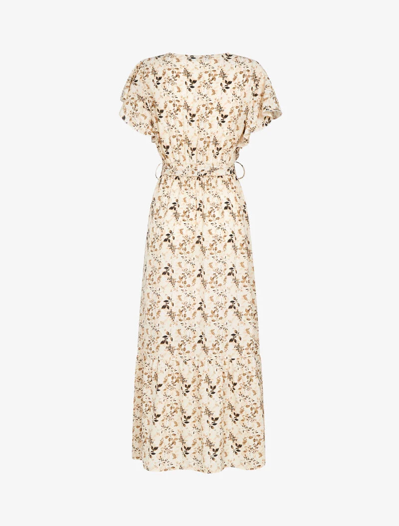 Robe à imprimé feuillages stylisés - beige