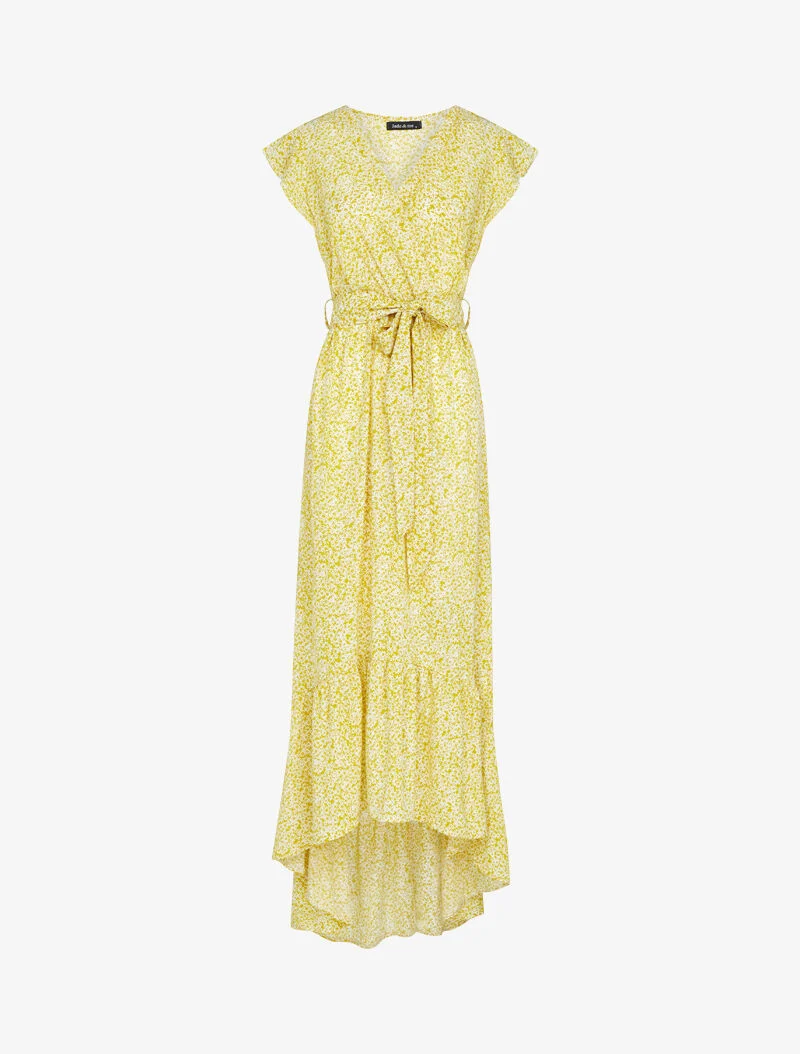 Robe asymétrique à imprimé petites fleurs - jaune