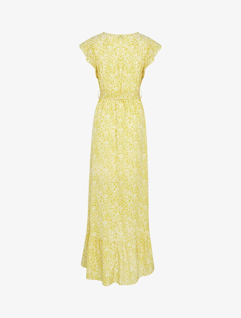 Robe asymétrique à imprimé petites fleurs - jaune