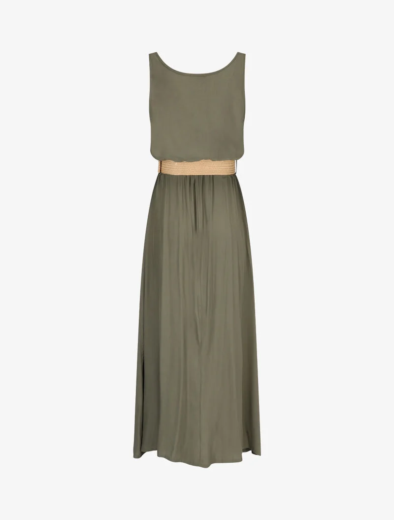 Robe longue à boutons décoratifs - kaki