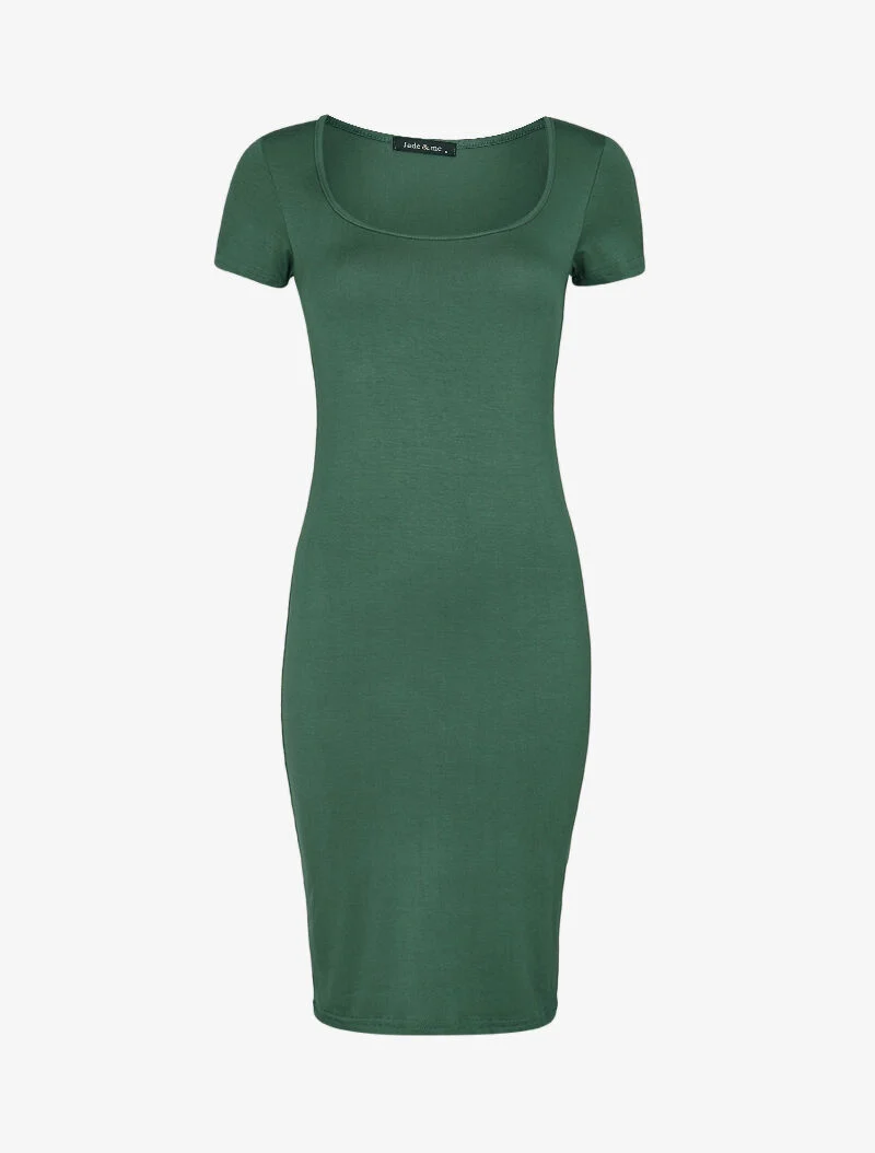 Robe basique à manches courtes - vert