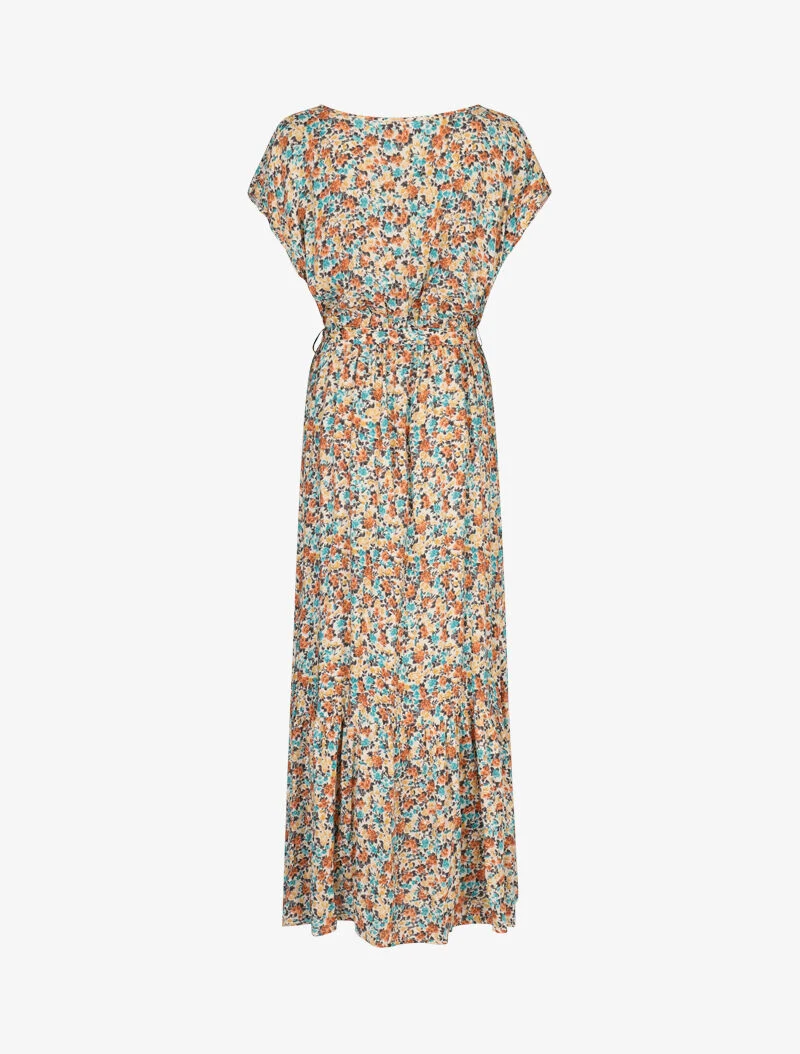 Robe à col bateau imprimé fleuris - beige