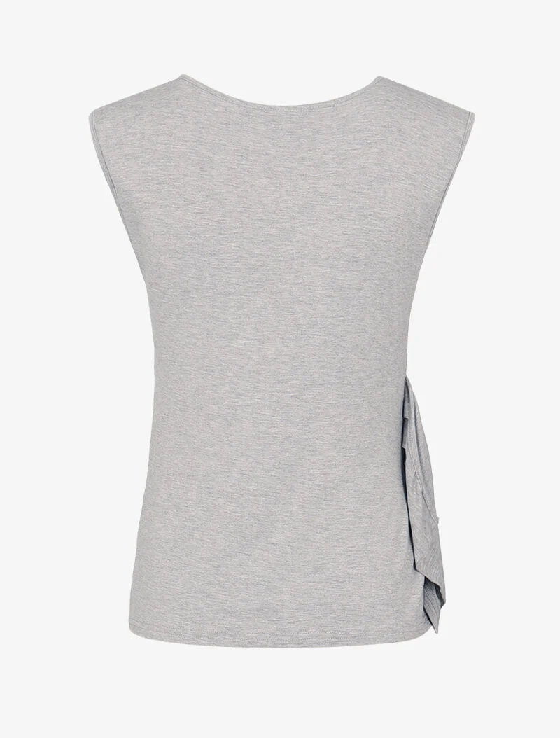 Top à côté froncé et empiècement fluide - gris clair chiné