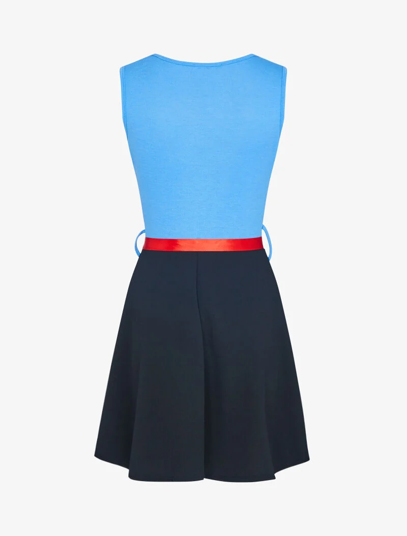 Robe bi matière à col bénitier - bleu ciel