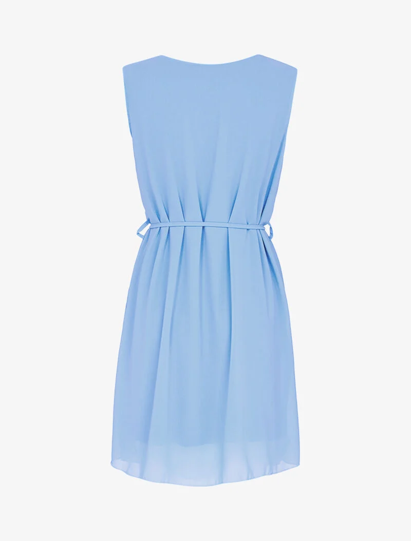 Robe coupe trapèze à col bijou - bleu ciel