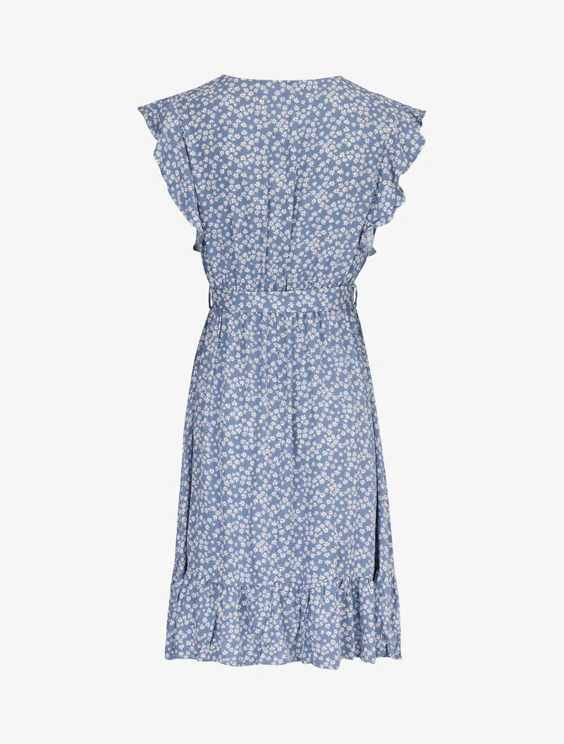 Robe légère à bords volantés et à imprimé - bleu
