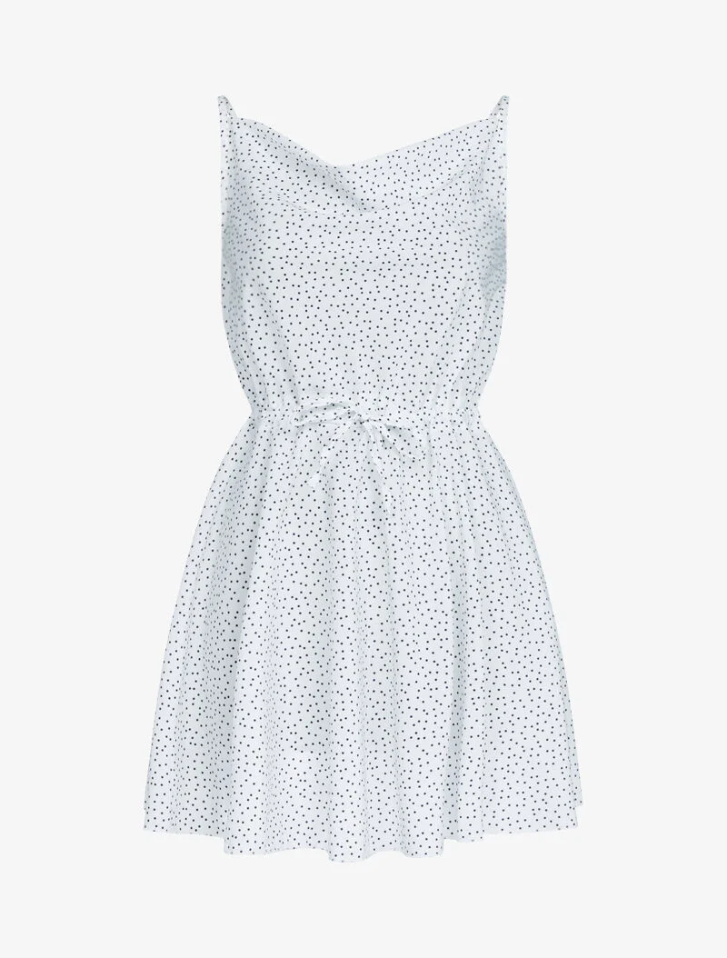 Robe patineuse à pois - ecru