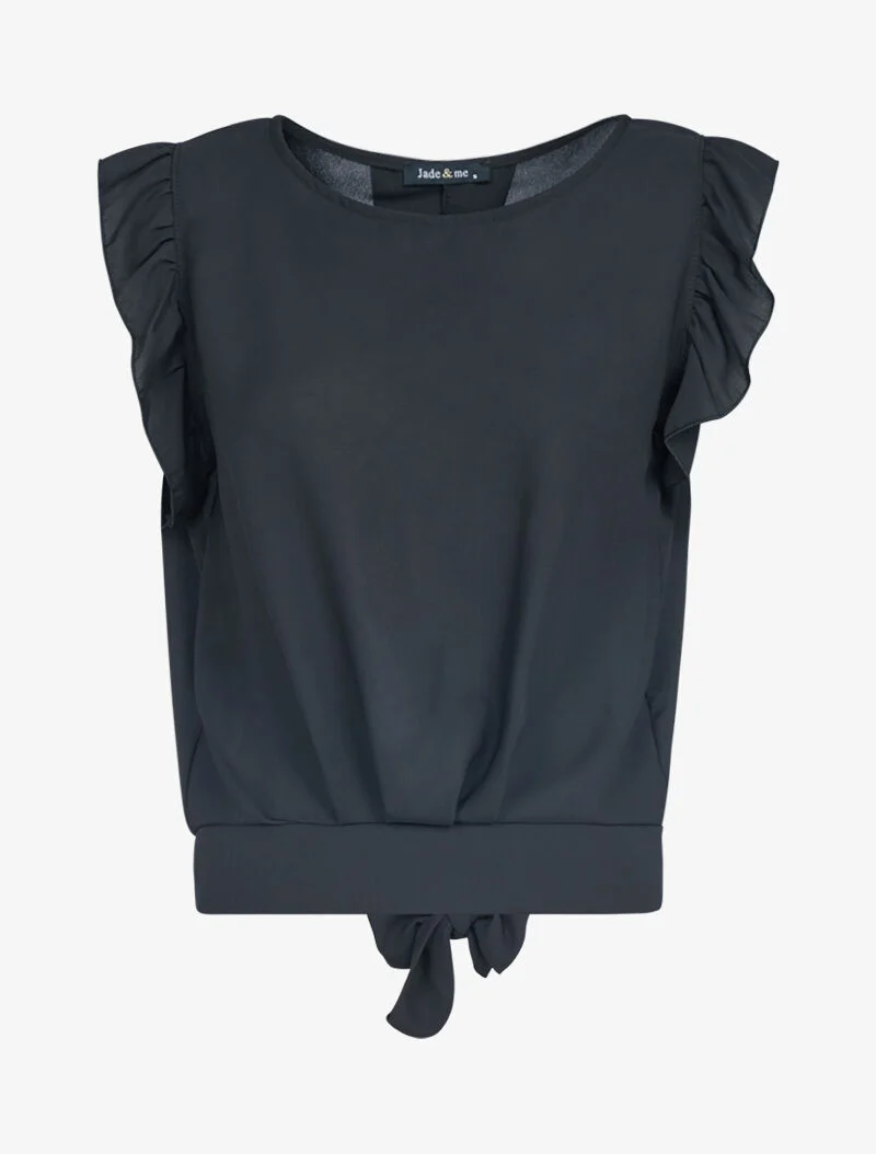 Crop top transparent à dos ajouré - noir