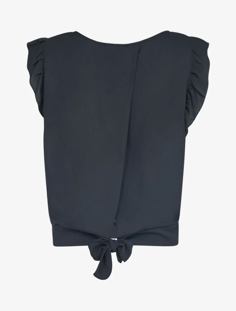 Crop top transparent à dos ajouré - noir