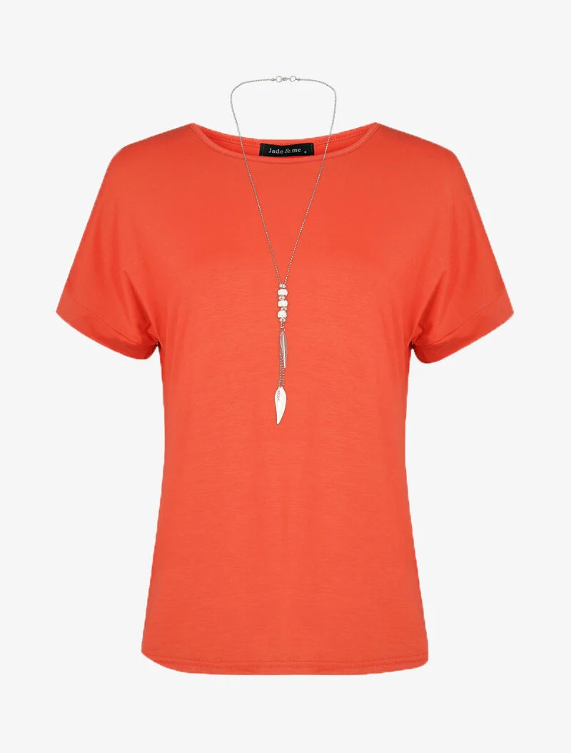 T-shirt loose à sautoir - corail